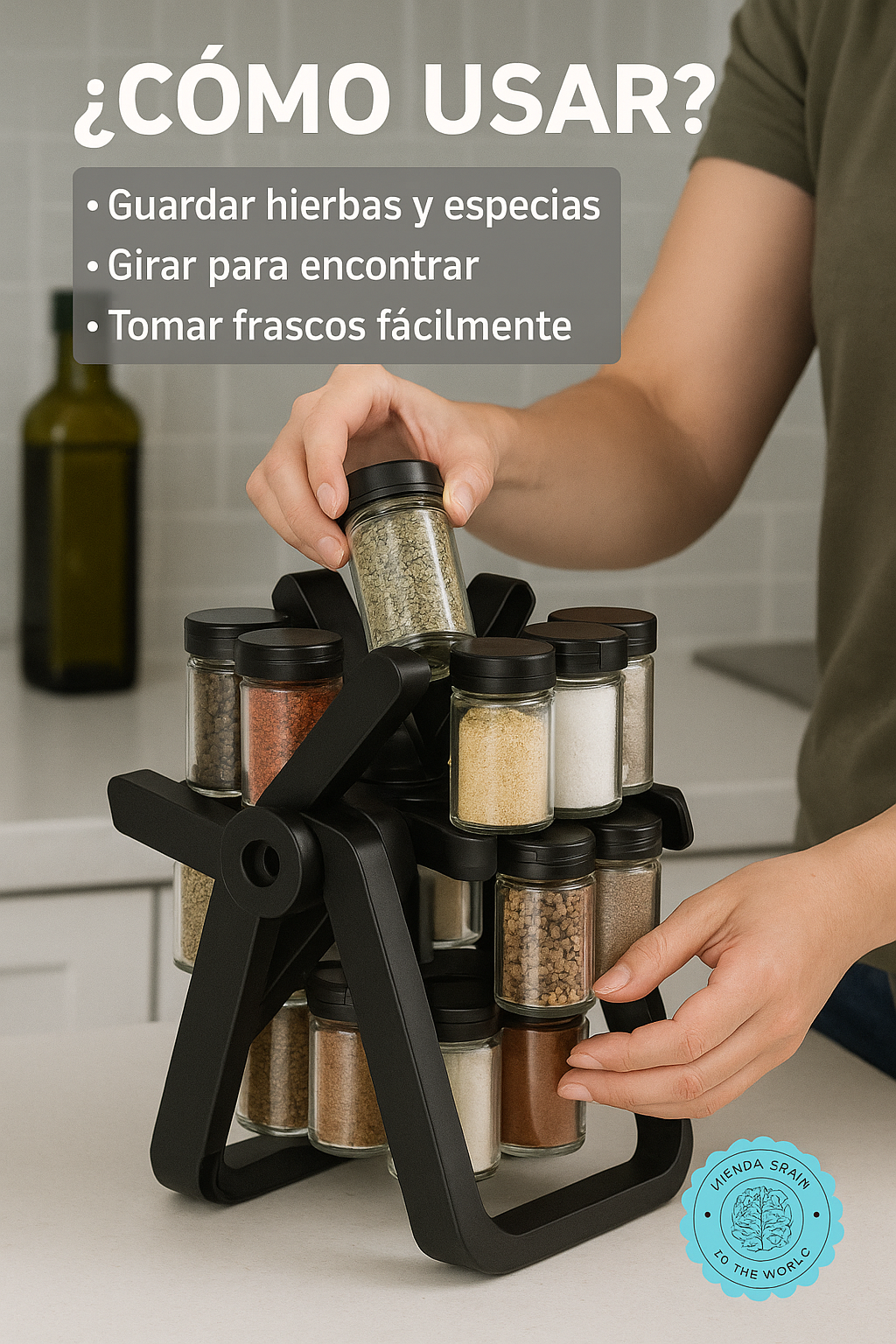 🌿🔄 SpiceTwist™: Organizador de Condimentos Giratorio 🍽️✨ ⭐⭐⭐⭐⭐