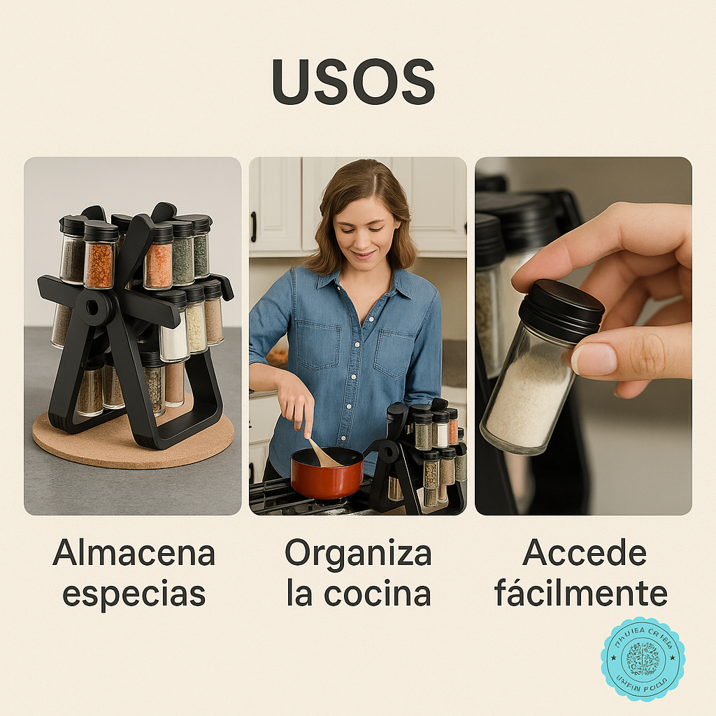 🌿🔄 SpiceTwist™: Organizador de Condimentos Giratorio 🍽️✨ ⭐⭐⭐⭐⭐