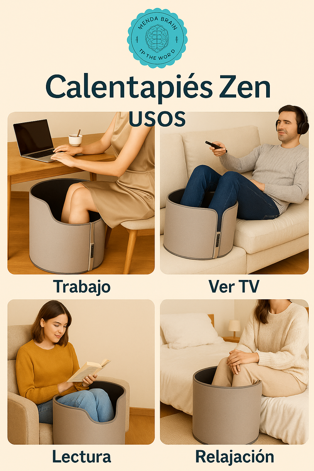 Calentapiés Zen 🌸🔥🛋️ CALENTADOR DE PIES REDONDO