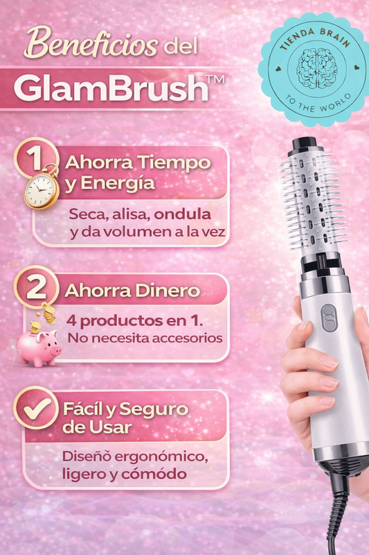 GlamBrush™ ✨🎀💨CEPILLO SECADOR. RISADOR ,PEINE 4 EN 1⭐⭐⭐⭐⭐