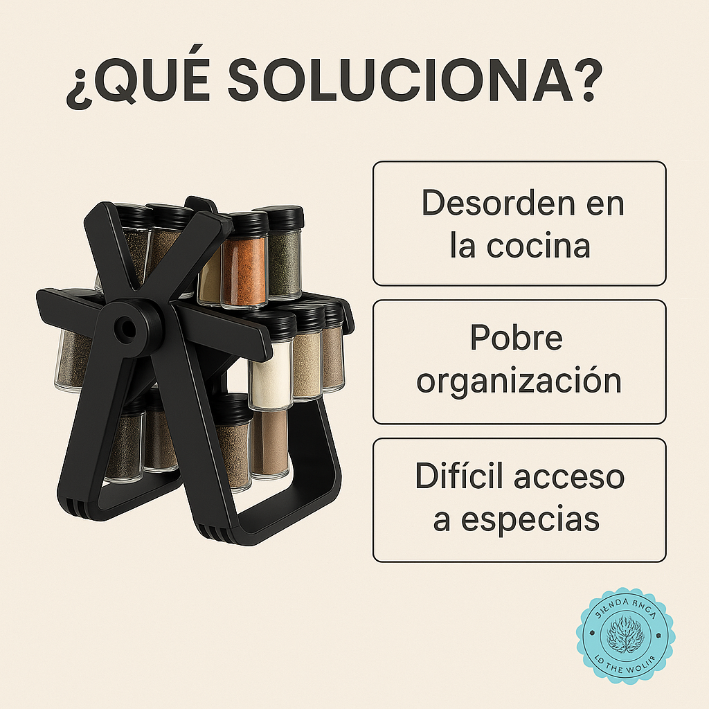 🌿🔄 SpiceTwist™: Organizador de Condimentos Giratorio 🍽️✨ ⭐⭐⭐⭐⭐