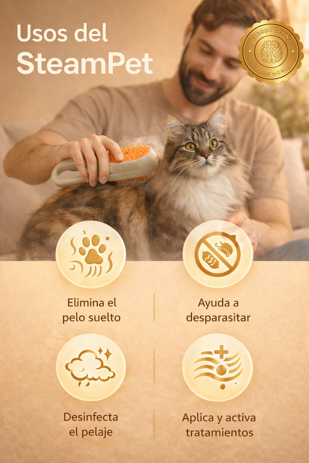 SteamPet™ 🐶🌫️Cepillo mascota vapor⭐⭐⭐⭐⭐
