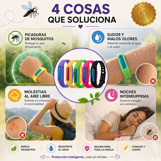 🦟🌿 SafeWrap™ Pack 10 Pulsera Repelente de Mosquitos⭐⭐⭐⭐⭐