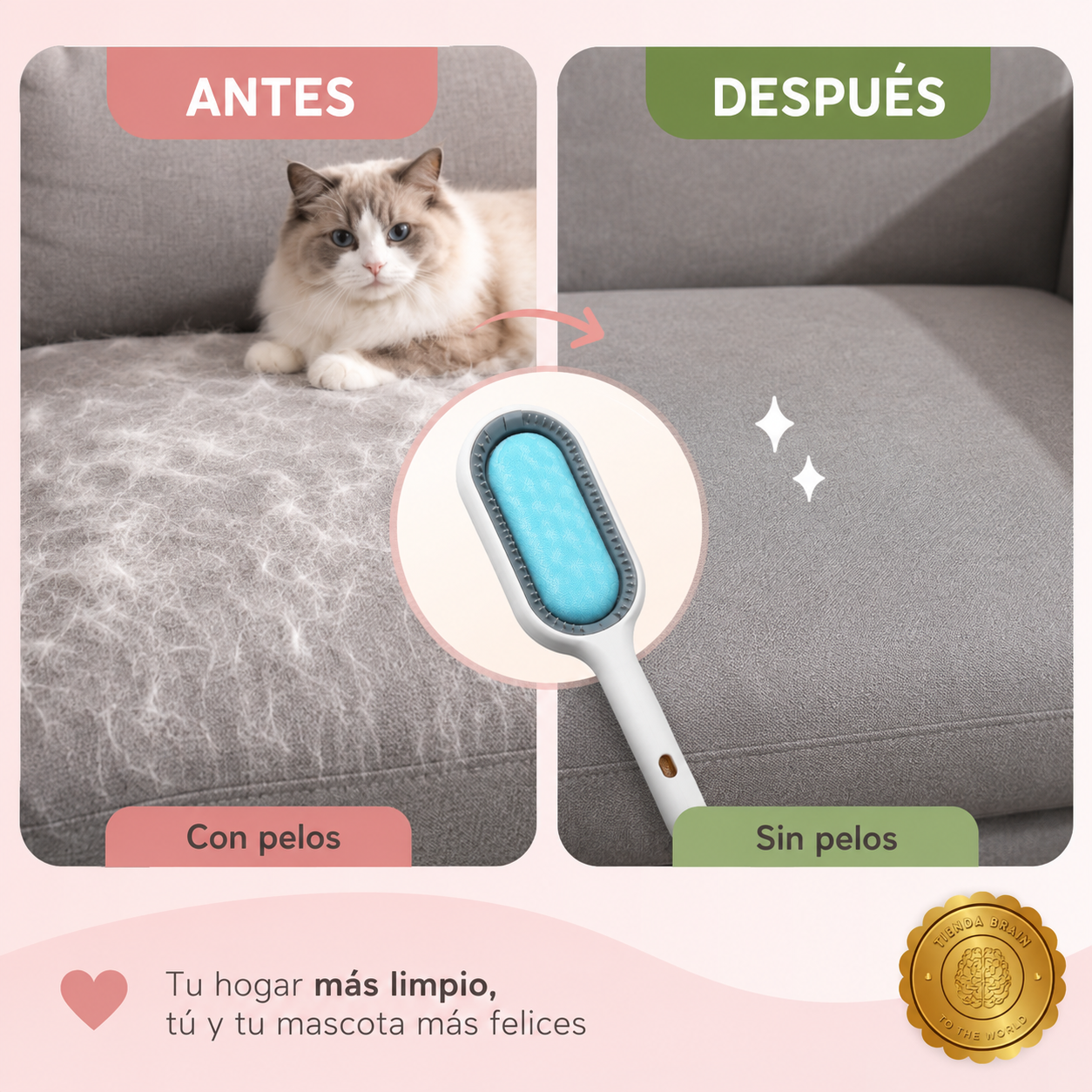 FluffAway™ 🐾🧼🐕CEPILLO ELIMINA PELUSAS Y PEINA MASCOTAS⭐⭐⭐⭐⭐