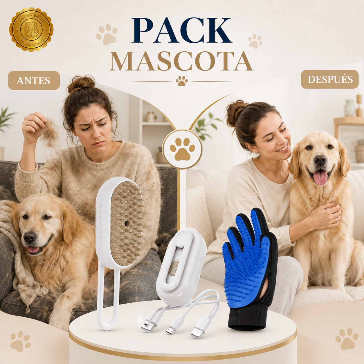 PetGlove Duo™🐶🛁Pack Guante Para Mascota +Cepillo⭐⭐⭐⭐⭐