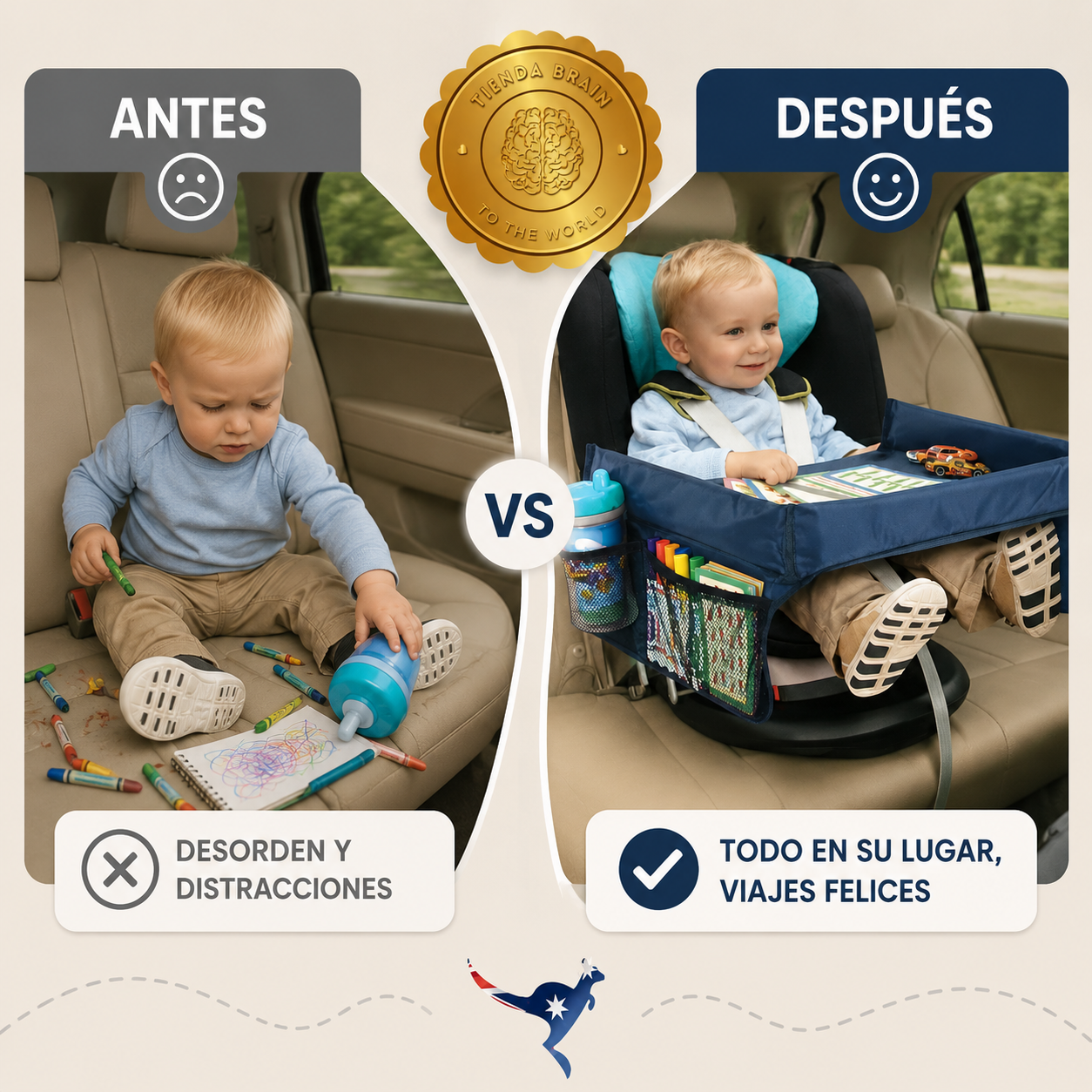 🎒🛋️ Mesa Móvil Para Niños™ Viajes Silla Auto ⭐⭐⭐⭐⭐