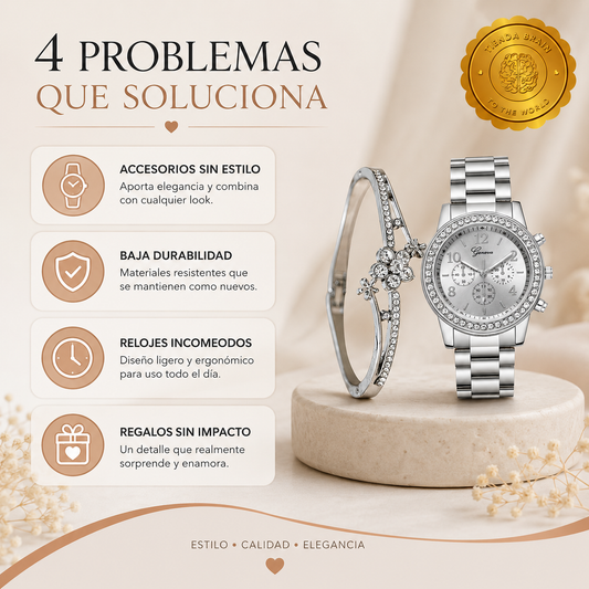 DivinaHora™ 💖⏳Set Reloj Clásico+ Pulsera Para Mujer⭐⭐⭐⭐⭐