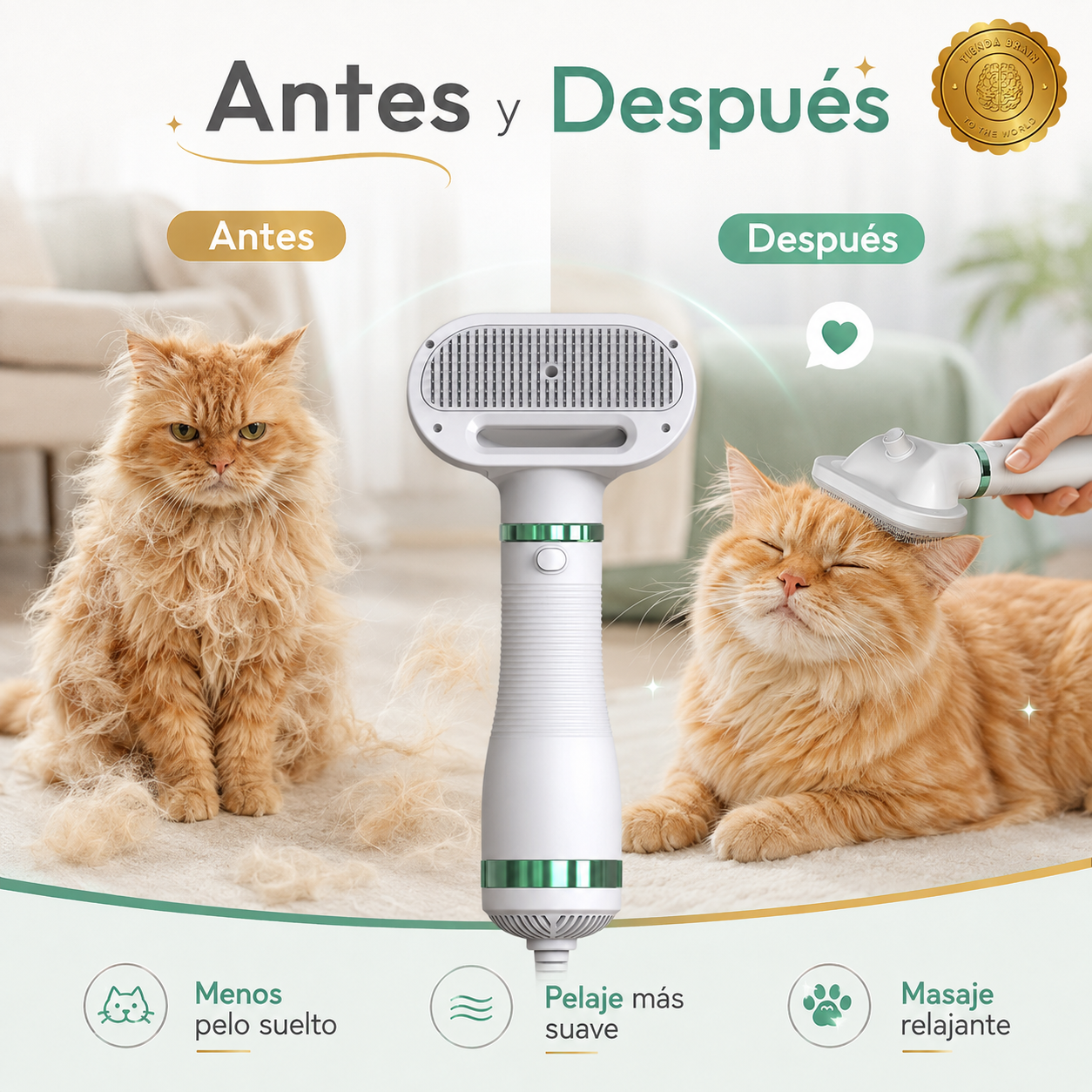 🐾💨 PetGroom™: Pack Mascota Cepillo + Secador ✨🛁⭐⭐⭐⭐⭐