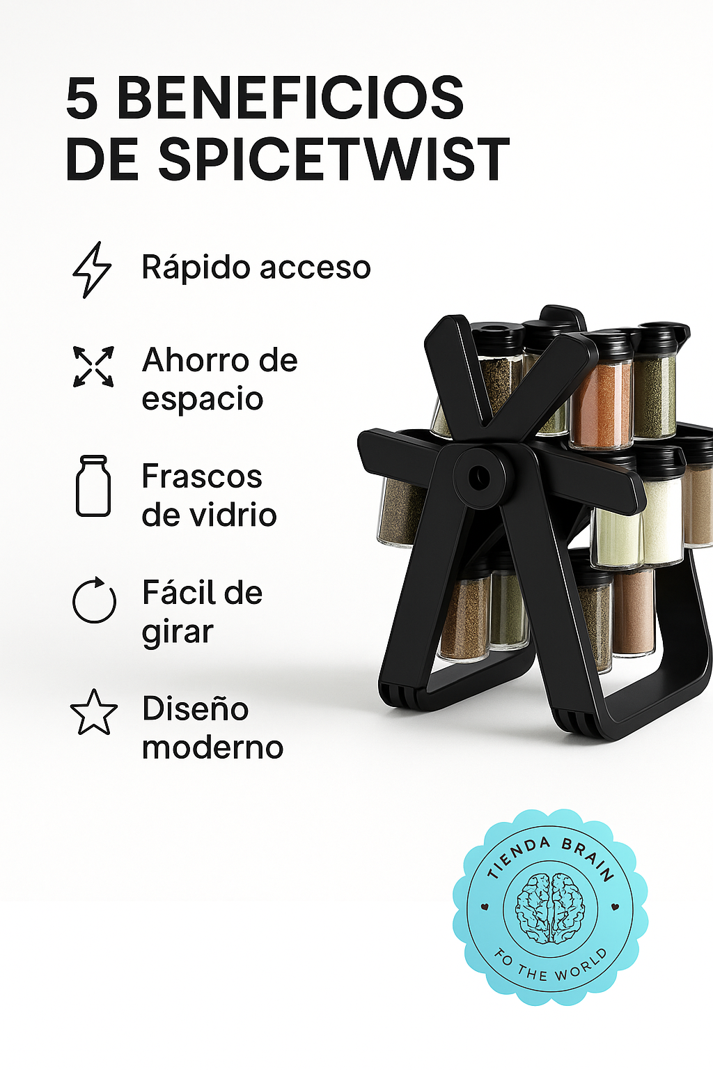 🌿🔄 SpiceTwist™: Organizador de Condimentos Giratorio 🍽️✨ ⭐⭐⭐⭐⭐