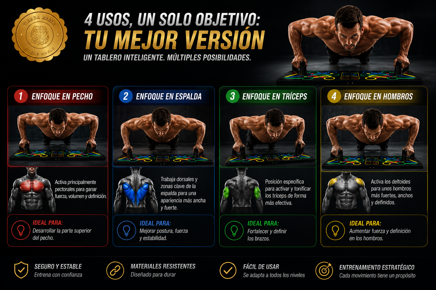 FlexPro™ 🧱🏃♂️💥Tabla Push Up Flexiones ⭐⭐⭐⭐⭐