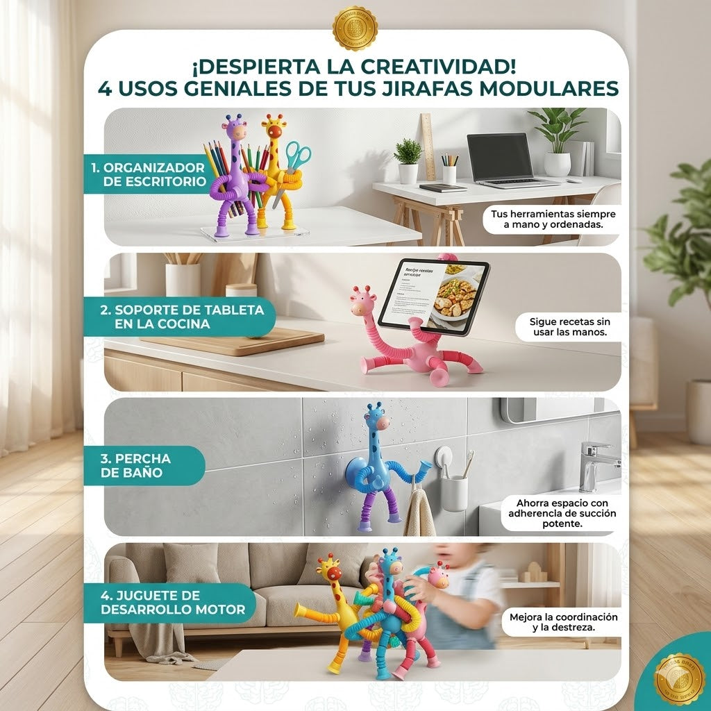 GiraPop™ 🦒💛 Set 4 Piezas Sensorial pop tube jirafa ⭐⭐⭐⭐⭐