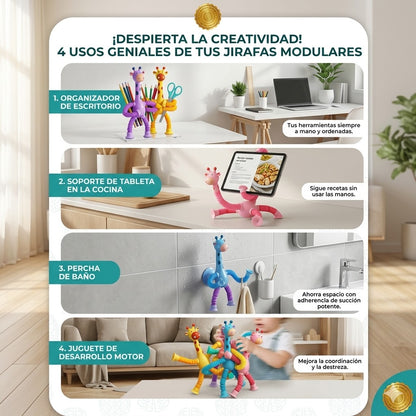 GiraPop™ 🦒💛 Set 4 Piezas Sensorial pop tube jirafa ⭐⭐⭐⭐⭐