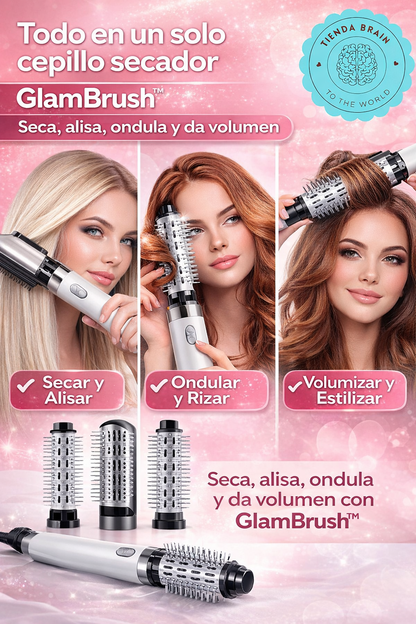 GlamBrush™ ✨🎀💨CEPILLO SECADOR. RISADOR ,PEINE 4 EN 1⭐⭐⭐⭐⭐