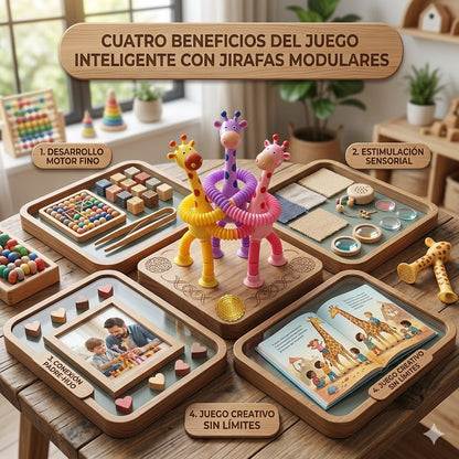 GiraPop™ 🦒💛 Set 4 Piezas Sensorial pop tube jirafa ⭐⭐⭐⭐⭐