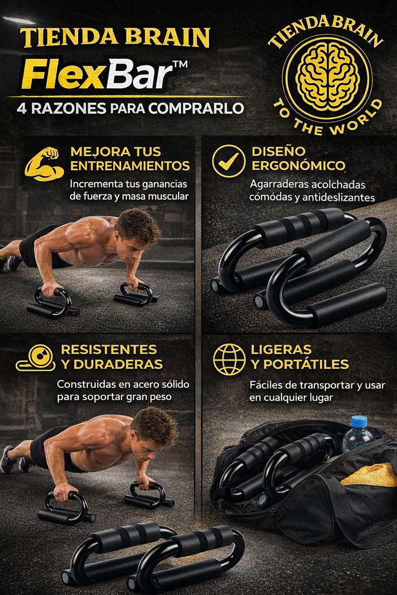 FlexBar™ 🤸‍♂️🛠️Soporte Barra Multifuncional Pushup Tipo ⭐⭐⭐⭐⭐