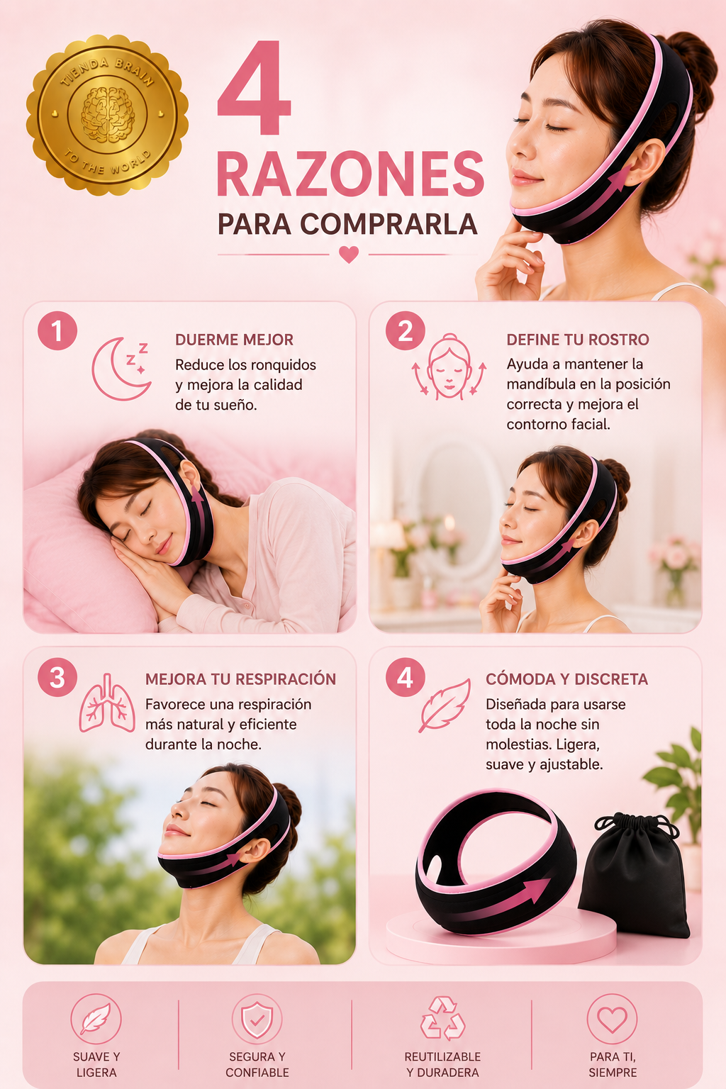 SleepQueen Band™ 👑💤 Banda anti-ronquido mujer winner⭐⭐⭐⭐⭐