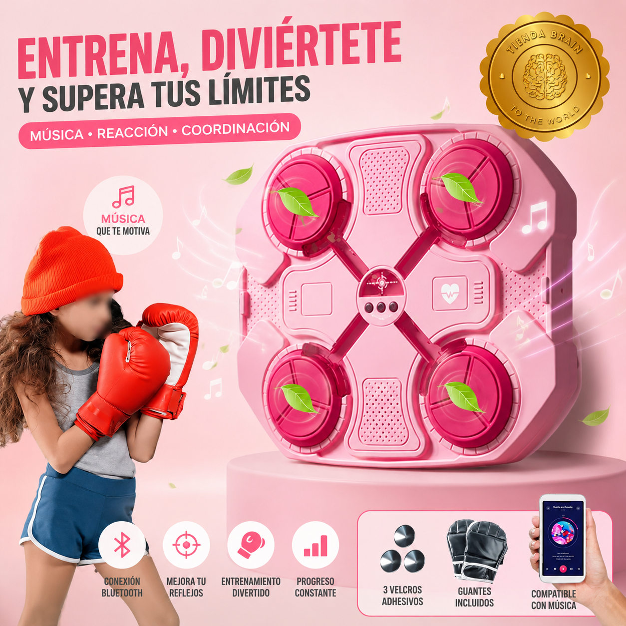🥊🎶 PinkBeat™: Máquina de Boxeo Musical Rosada 💖🎧 ⭐⭐⭐⭐⭐