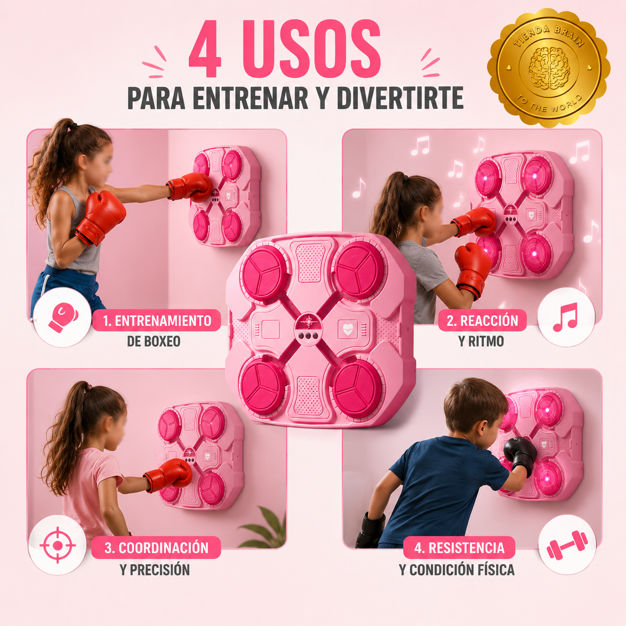 🥊🎶 PinkBeat™: Máquina de Boxeo Musical Rosada 💖🎧 ⭐⭐⭐⭐⭐