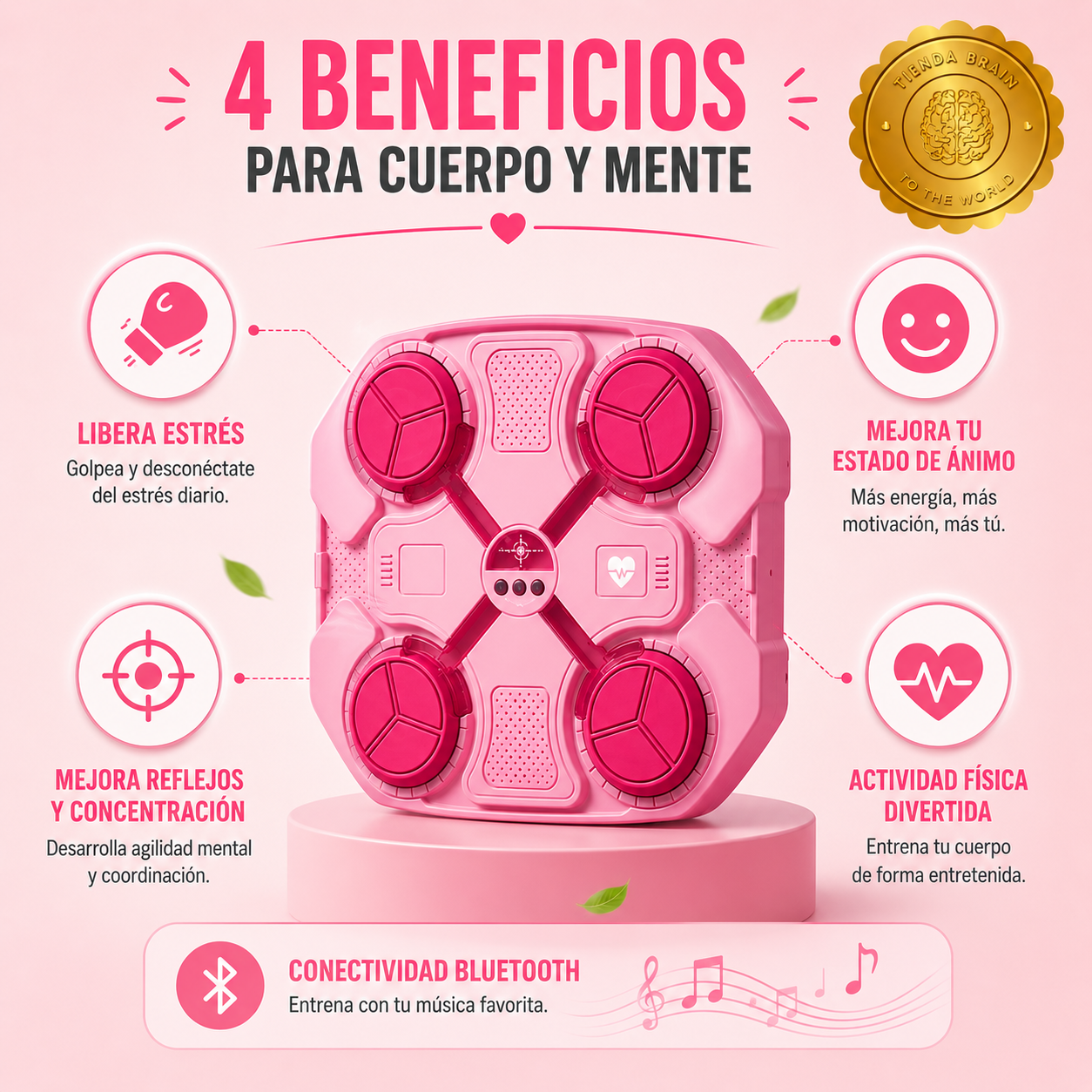 🥊🎶 PinkBeat™: Máquina de Boxeo Musical Rosada 💖🎧 ⭐⭐⭐⭐⭐