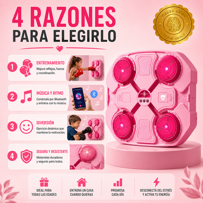 🥊🎶 PinkBeat™: Máquina de Boxeo Musical Rosada 💖🎧 ⭐⭐⭐⭐⭐