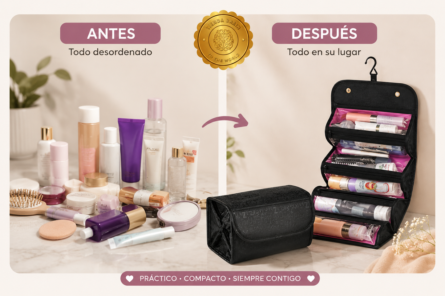 GlamBag™ 💄✨ Estuche Bolso Organizador Maquillaje ⭐⭐⭐⭐⭐