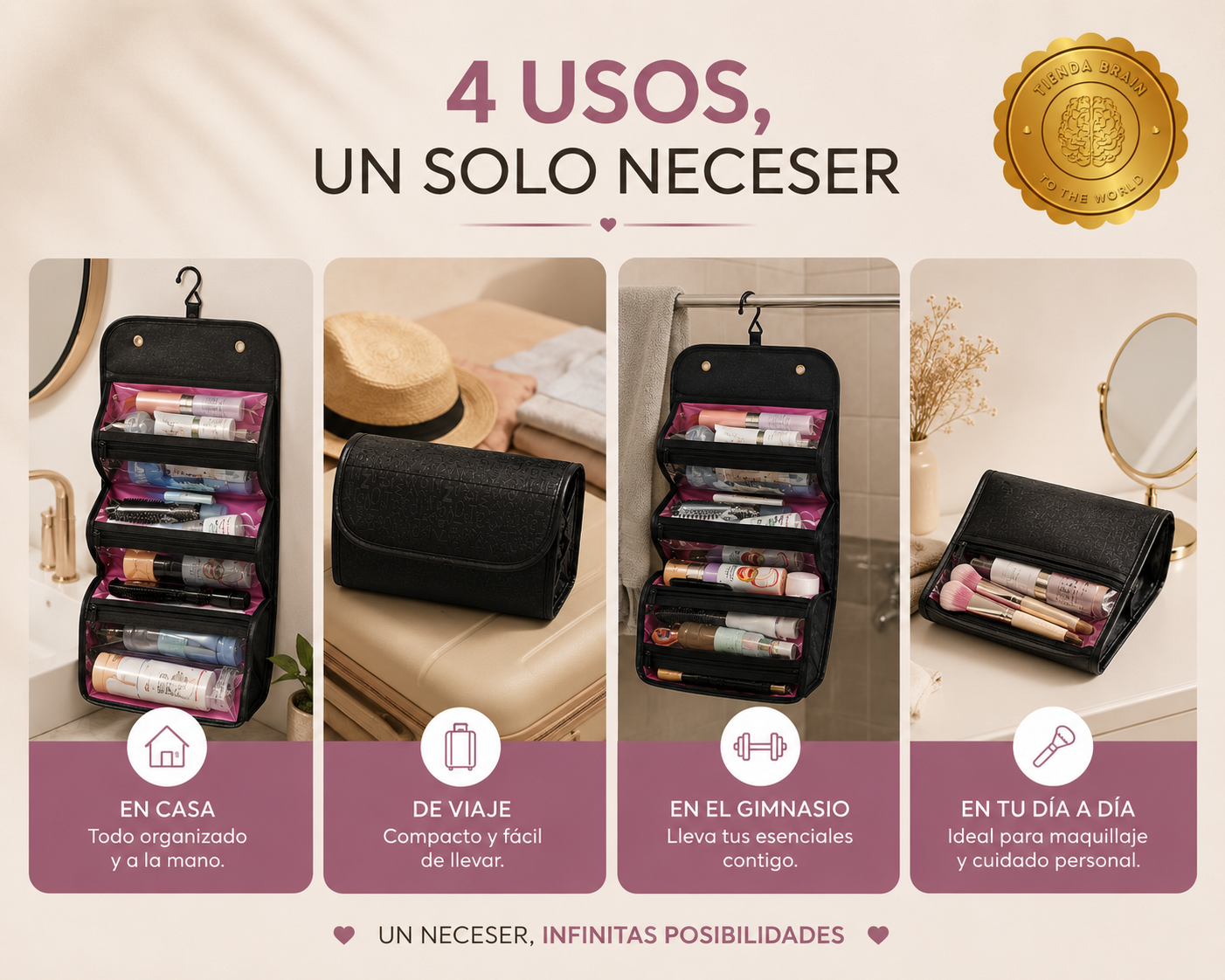 GlamBag™ 💄✨ Estuche Bolso Organizador Maquillaje ⭐⭐⭐⭐⭐
