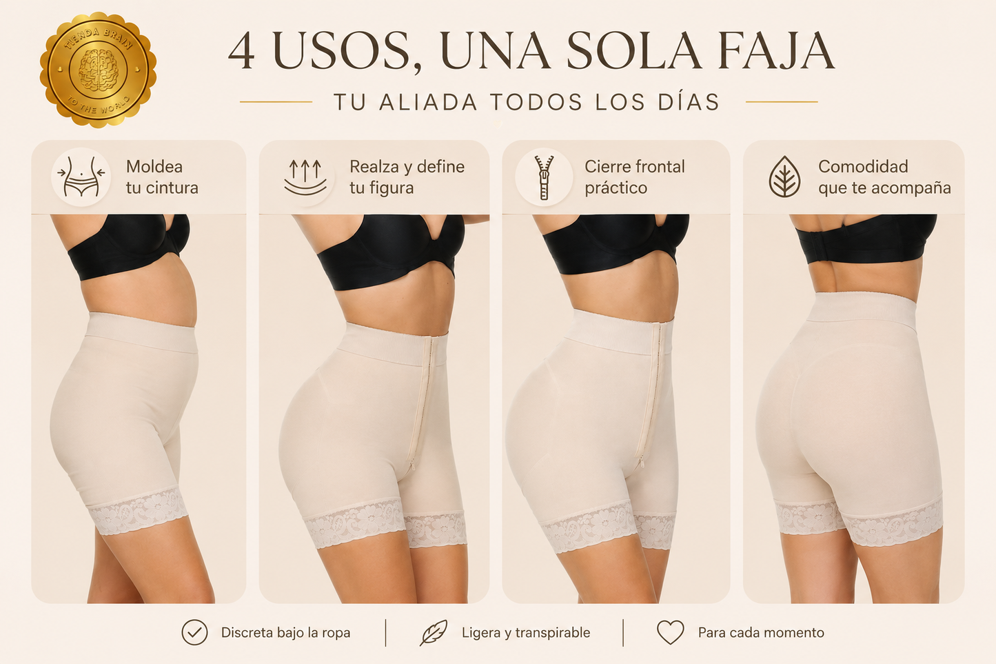 CurveLuxe™ ✨🖤🌸Faja Short Levanta Gluteo Aplana Abdomen ⭐⭐⭐⭐⭐