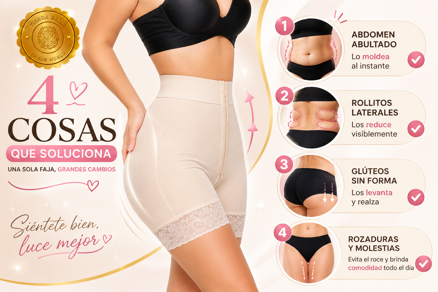 CurveLuxe™ ✨🖤🌸Faja Short Levanta Gluteo Aplana Abdomen ⭐⭐⭐⭐⭐