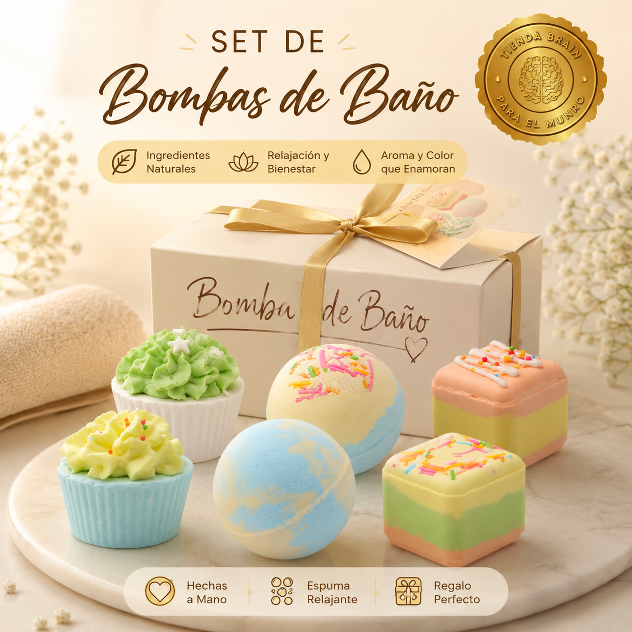 BathCakes™ 🧁🛁💖Set de 6 pcs Bombas CUP CAKE Bañera ⭐⭐⭐⭐⭐