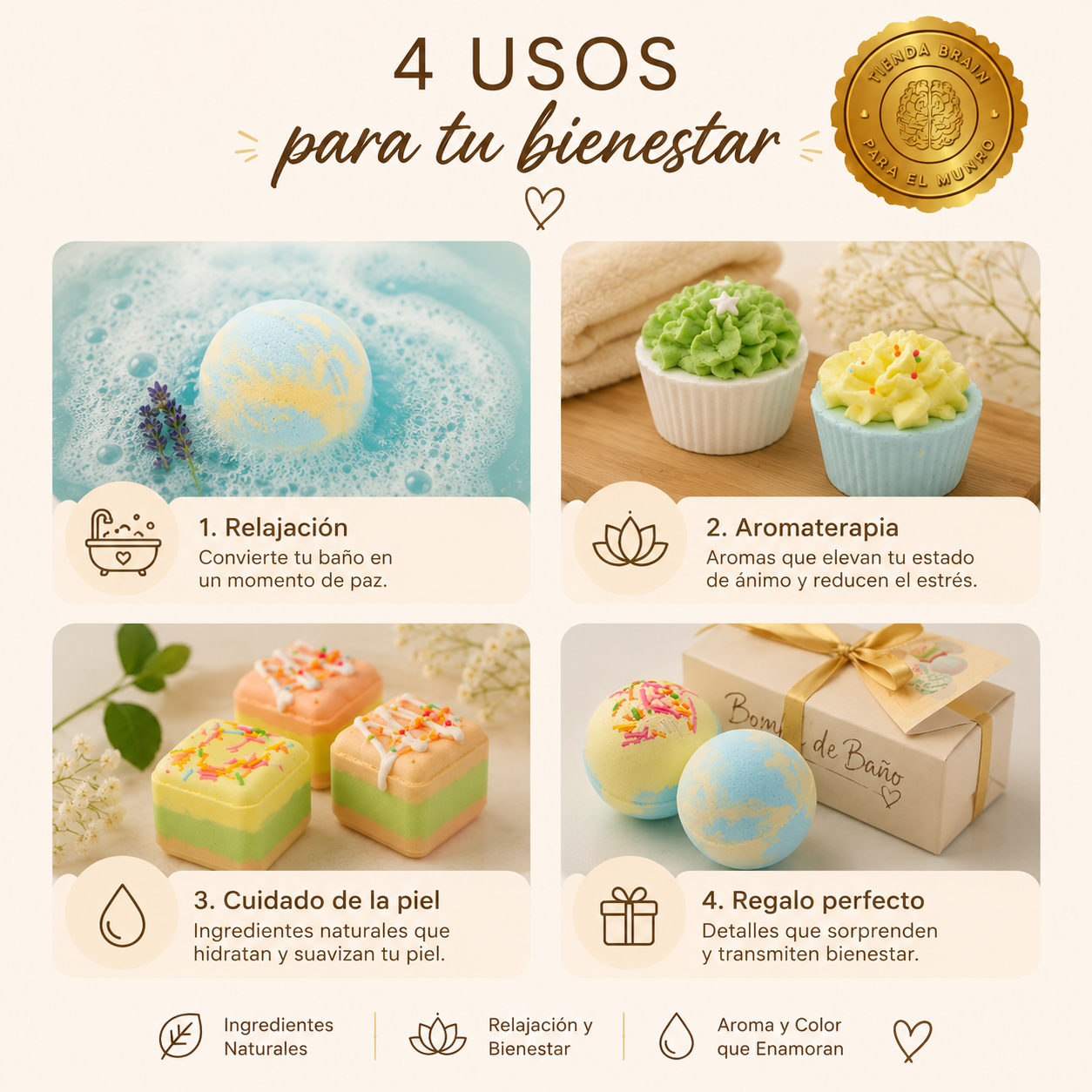 BathCakes™ 🧁🛁💖Set de 6 pcs Bombas CUP CAKE Bañera ⭐⭐⭐⭐⭐
