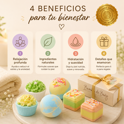 BathCakes™ 🧁🛁💖Set de 6 pcs Bombas CUP CAKE Bañera ⭐⭐⭐⭐⭐