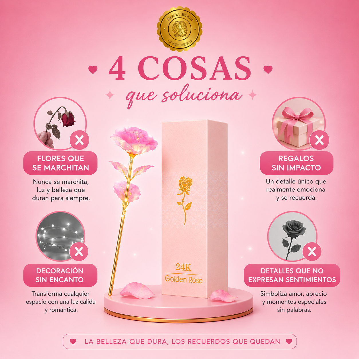 GlowBox™ 💖✨Caja Rosa Eterna Con Luz LED Colorida ⭐⭐⭐⭐⭐