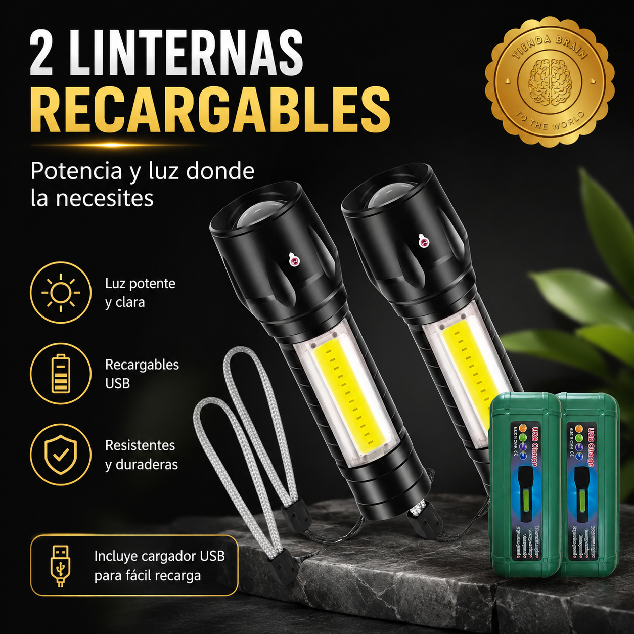 AuraBeam Duo™ 💎🔋 2 Mini Linterna Led Recargable Bolsillo⭐⭐⭐⭐⭐