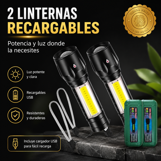 AuraBeam Duo™ 💎🔋 2 Mini Linterna Led Recargable Bolsillo⭐⭐⭐⭐⭐