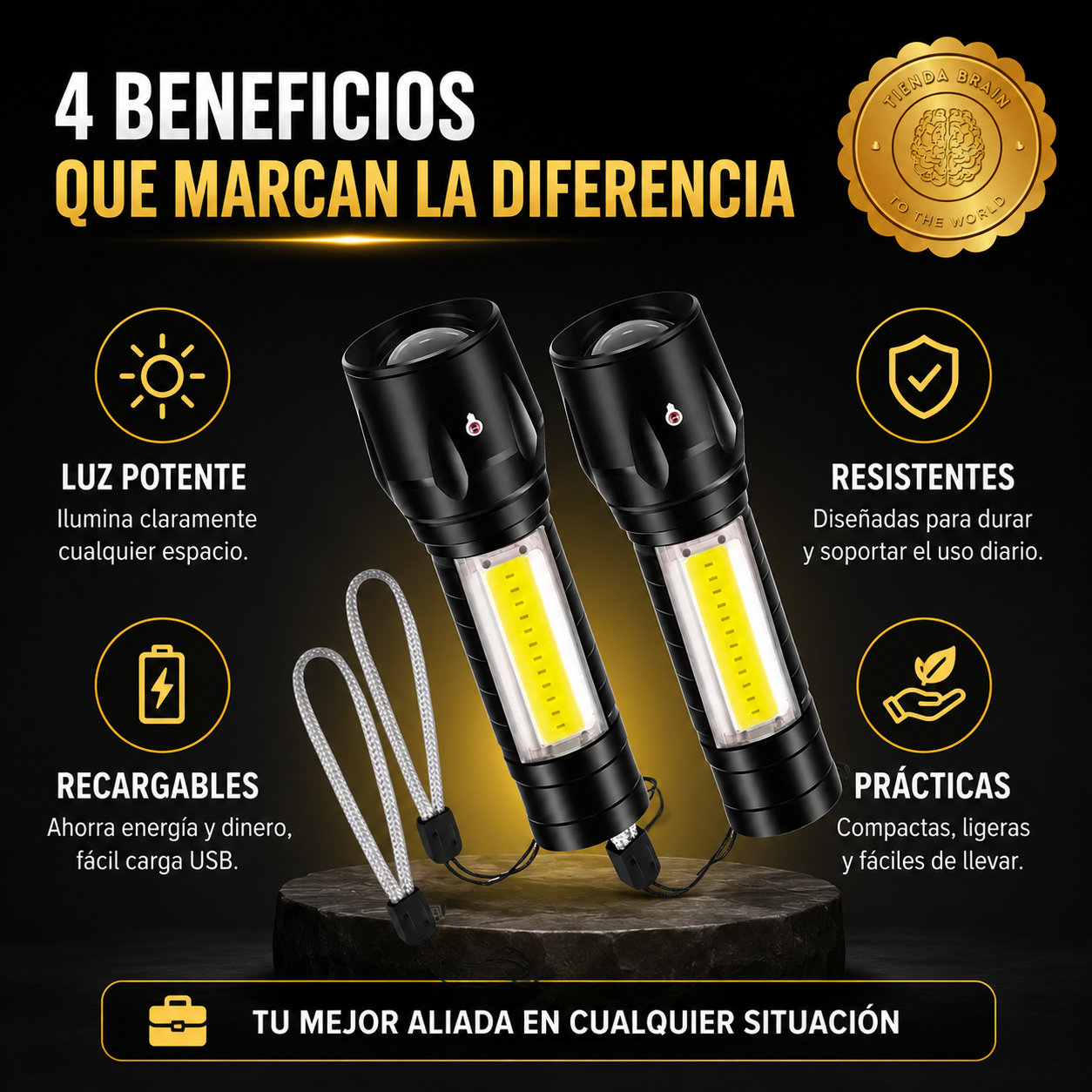 AuraBeam Duo™ 💎🔋 2 Mini Linterna Led Recargable Bolsillo⭐⭐⭐⭐⭐
