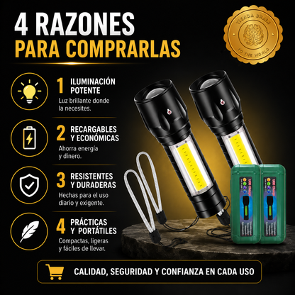 AuraBeam Duo™ 💎🔋 2 Mini Linterna Led Recargable Bolsillo⭐⭐⭐⭐⭐