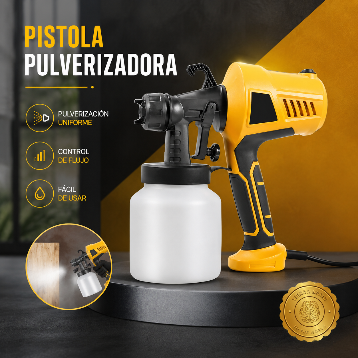 PowerFlow 360™ 🛠️💥COMPRESOR DE PINTURA AMARILLO PISTOLA⭐⭐⭐⭐⭐