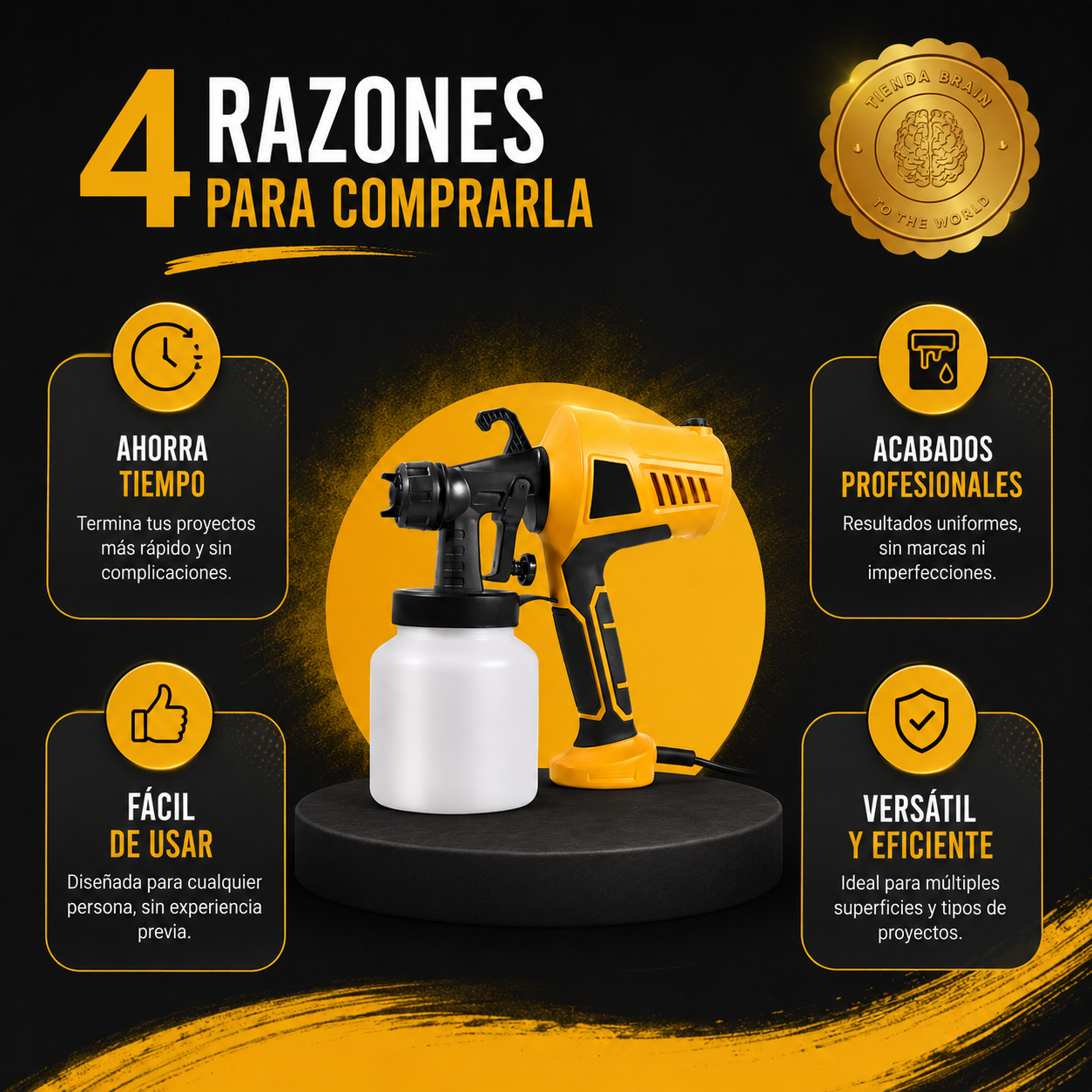 PowerFlow 360™ 🛠️💥COMPRESOR DE PINTURA AMARILLO PISTOLA⭐⭐⭐⭐⭐