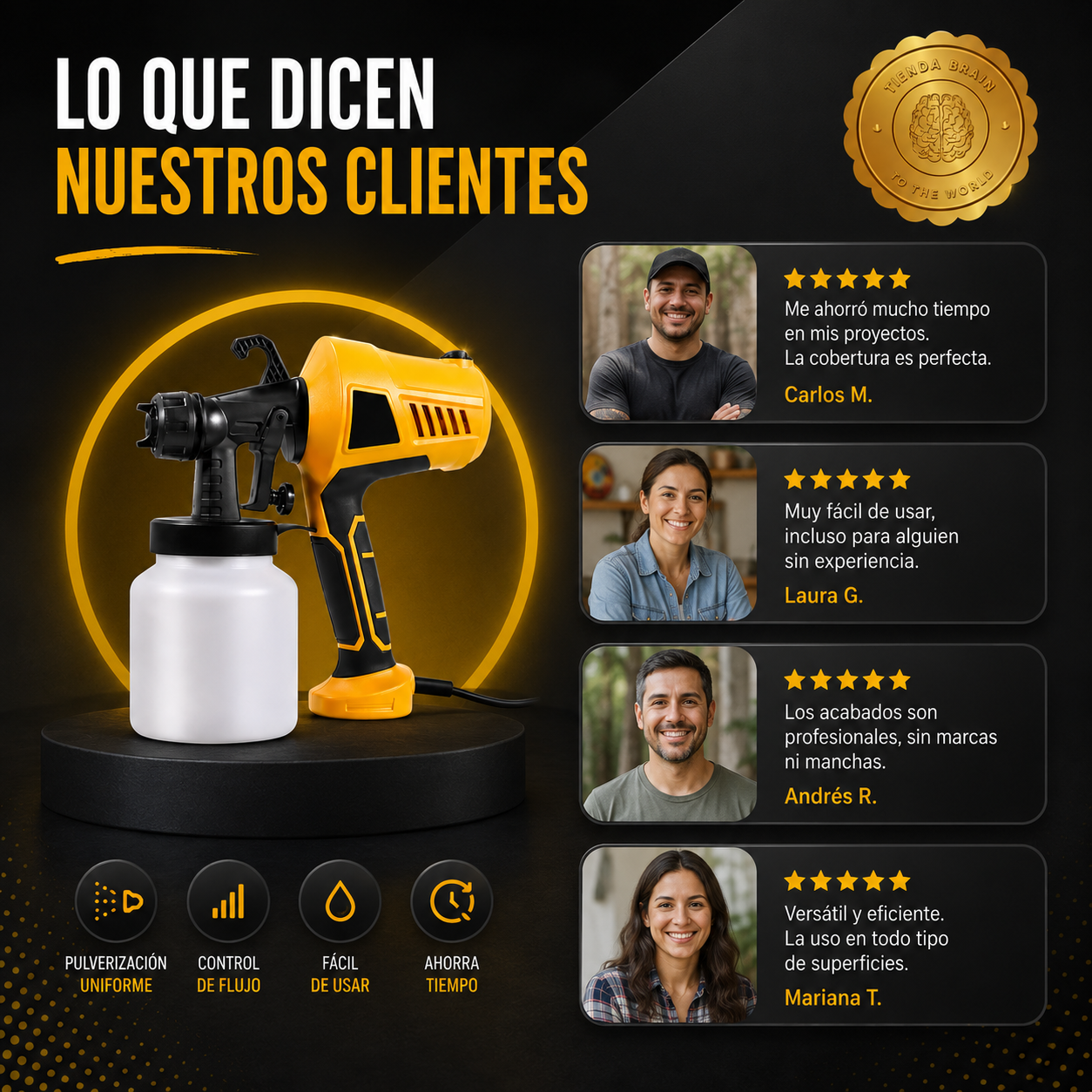 PowerFlow 360™ 🛠️💥COMPRESOR DE PINTURA AMARILLO PISTOLA⭐⭐⭐⭐⭐