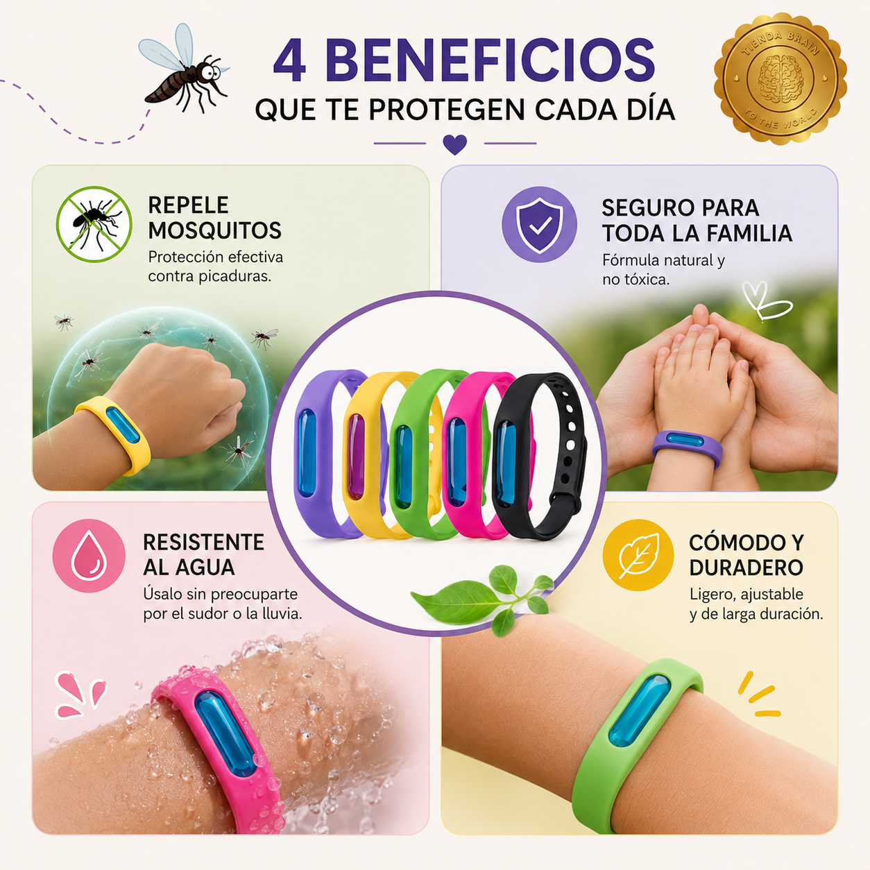 🦟🌿 SafeWrap™ Pack 10 Pulsera Repelente de Mosquitos⭐⭐⭐⭐⭐