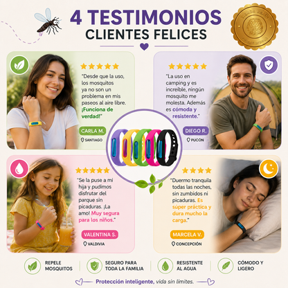 🦟🌿 SafeWrap™ Pack 10 Pulsera Repelente de Mosquitos⭐⭐⭐⭐⭐