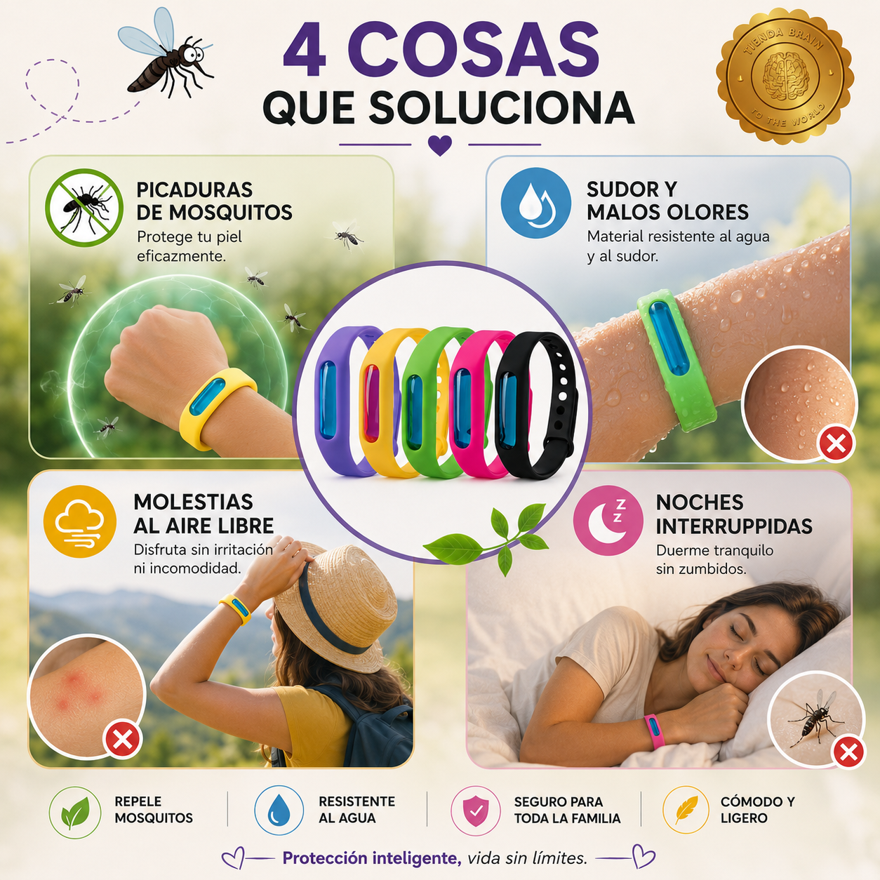 🦟🌿 SafeWrap™ Pack 10 Pulsera Repelente de Mosquitos⭐⭐⭐⭐⭐
