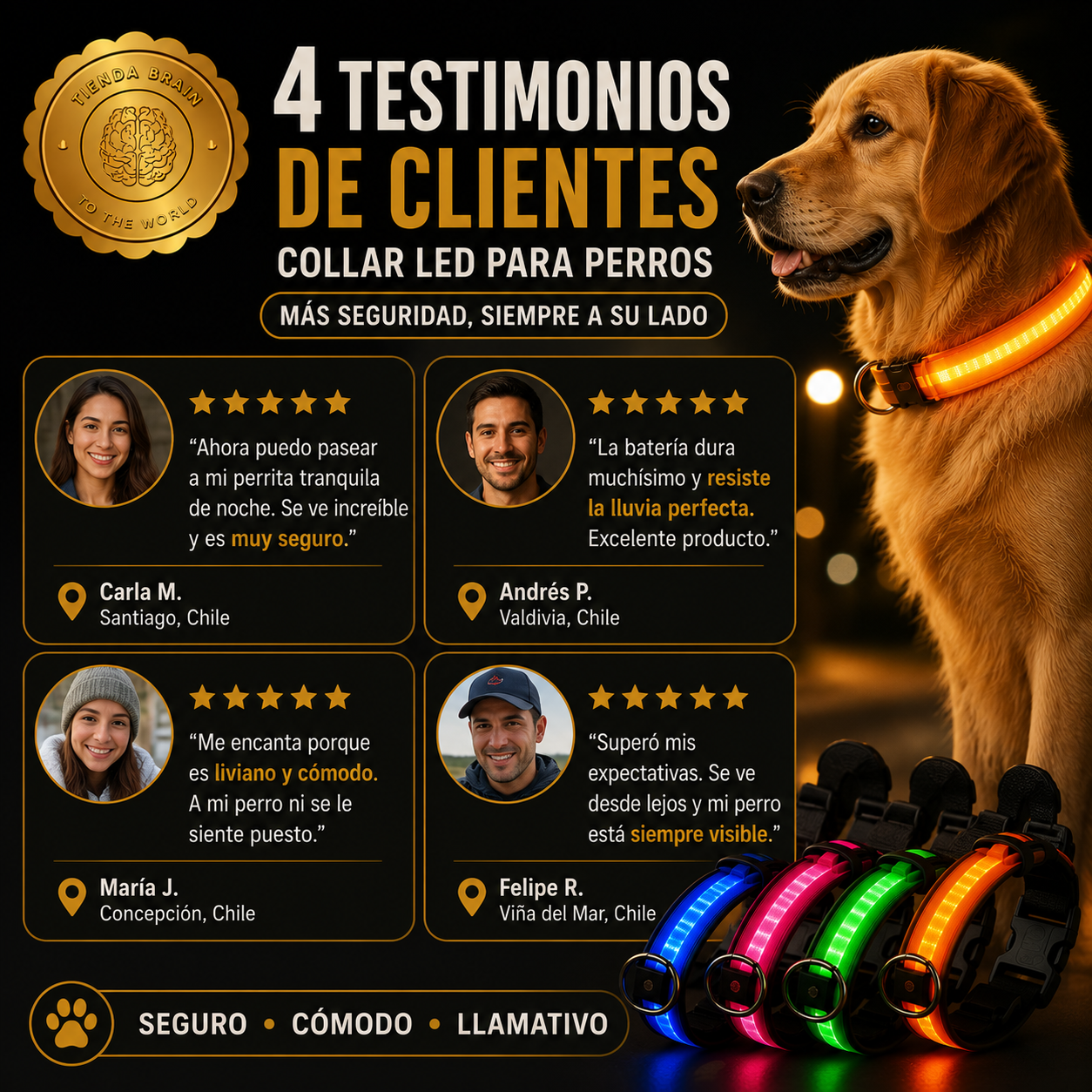 GlowGuard™ 🌟🐕Collar Luminoso LED Recargable ⭐⭐⭐⭐⭐