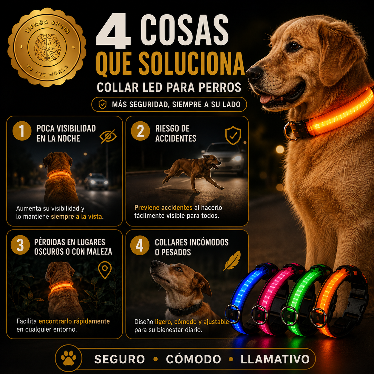 GlowGuard™ 🌟🐕Collar Luminoso LED Recargable ⭐⭐⭐⭐⭐