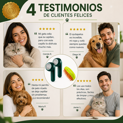 DuoCleanPet™ 🐾🧼💨pack 2 quita pelusa mas cepillo vapor ⭐⭐⭐⭐⭐
