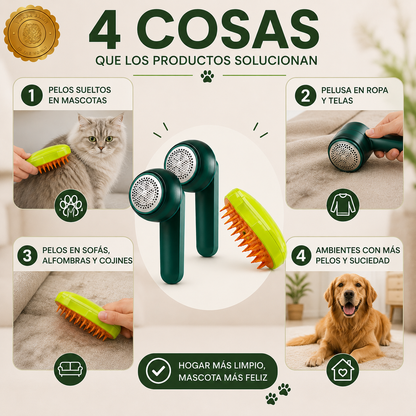 DuoCleanPet™ 🐾🧼💨pack 2 quita pelusa mas cepillo vapor ⭐⭐⭐⭐⭐