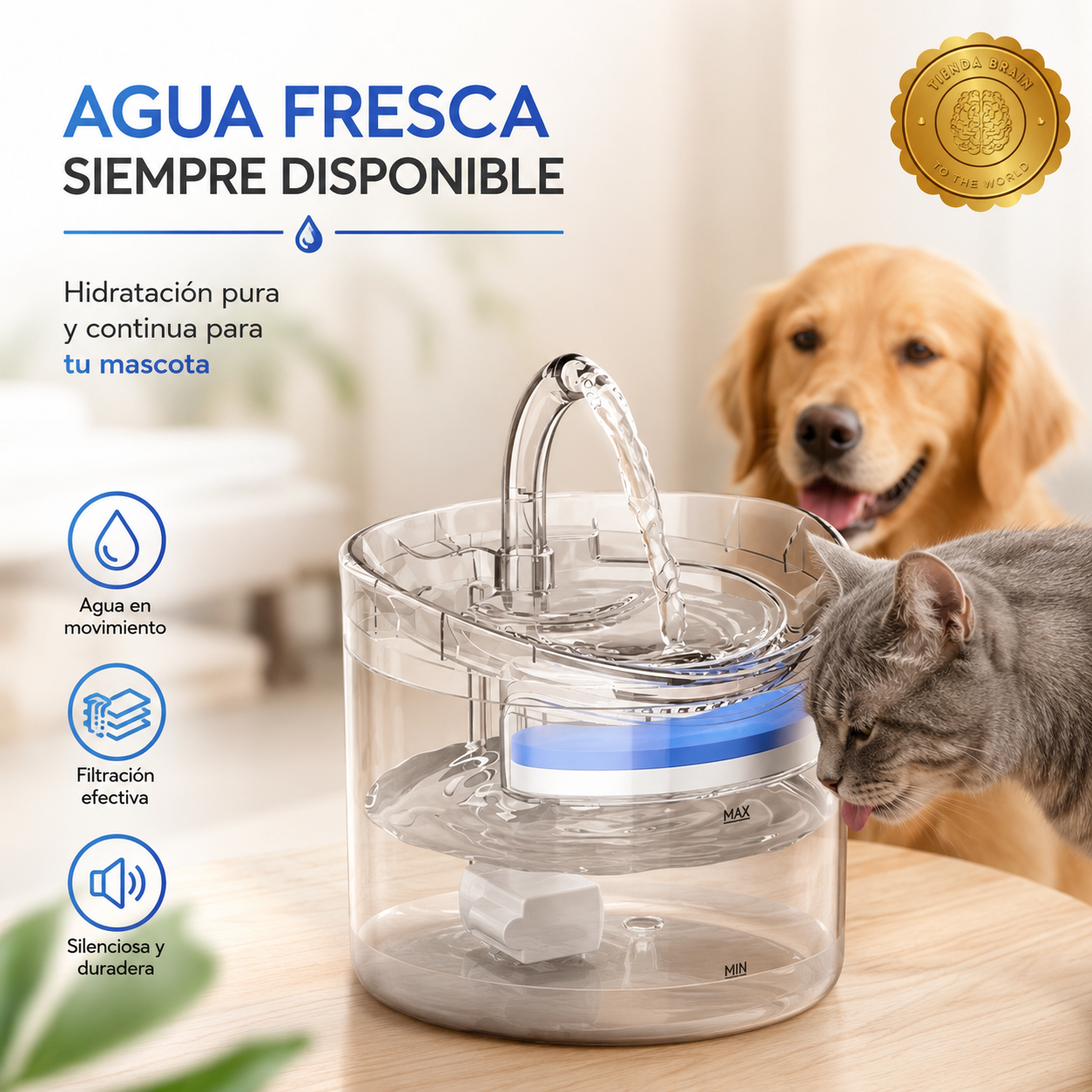 AquaPaws™ 🐾🚰M - BEBEDERO MASCOTAS TRANSPARENTES⭐⭐⭐⭐⭐