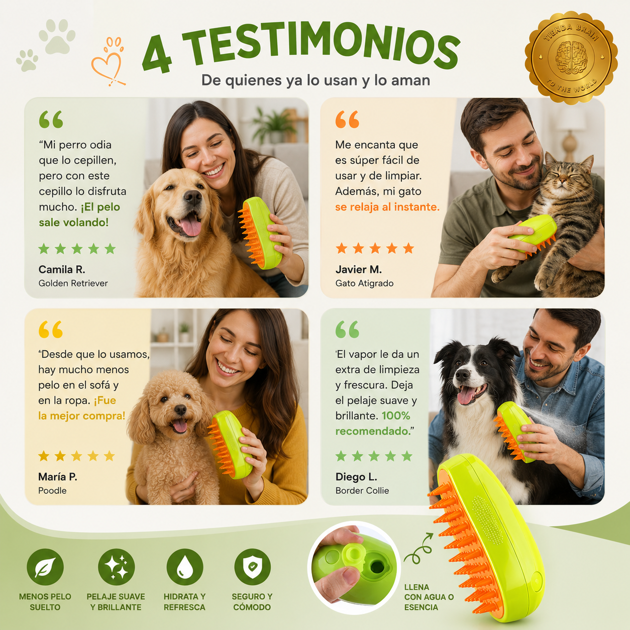 MistyPaw™ 🐾💧CEPILLO HUMIDIFICADOR DE MASCOTAS⭐⭐⭐⭐⭐