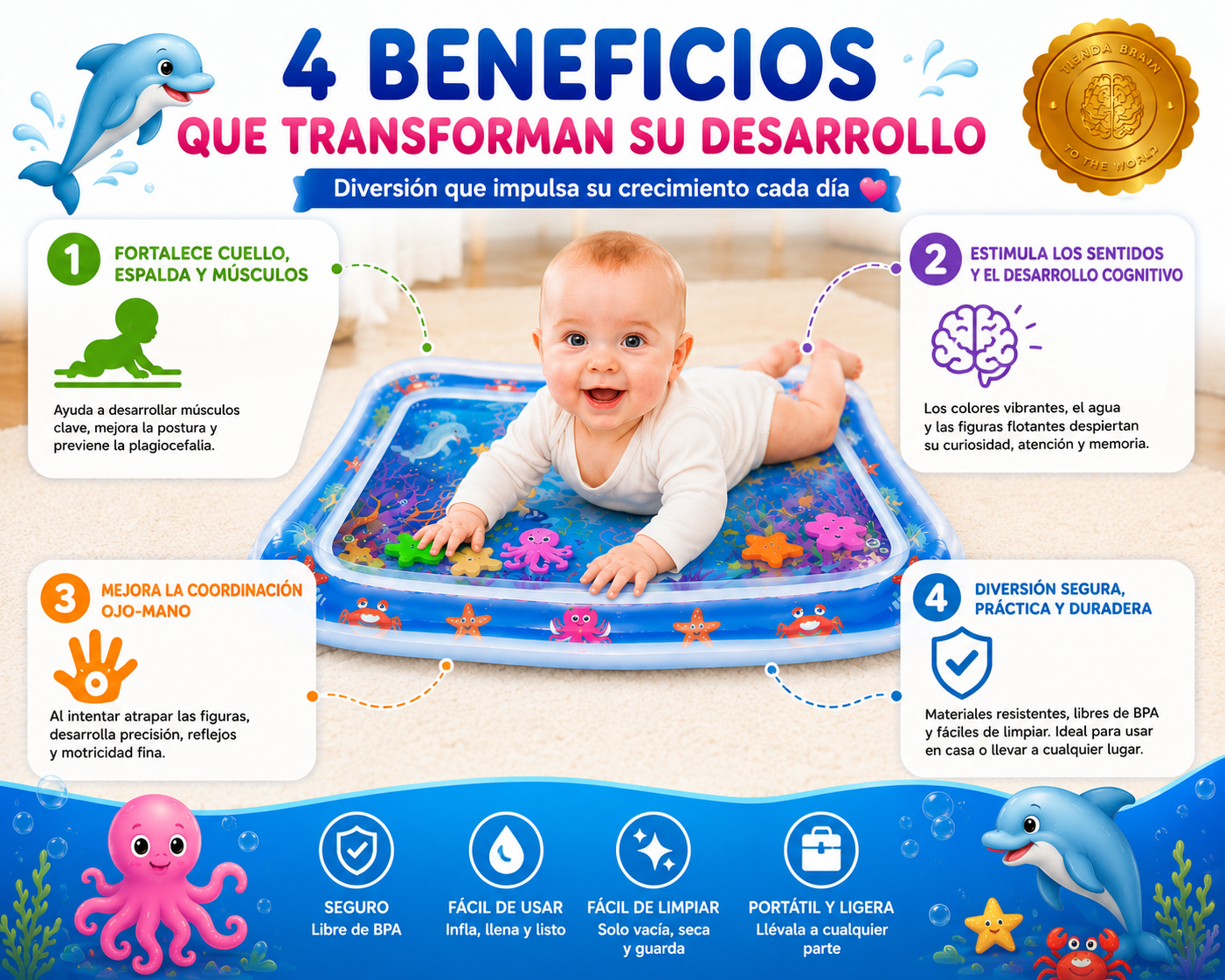 SplashyMind™ 🌈💧Alfombra Sensorial Estimulación De Agua ⭐⭐⭐⭐⭐
