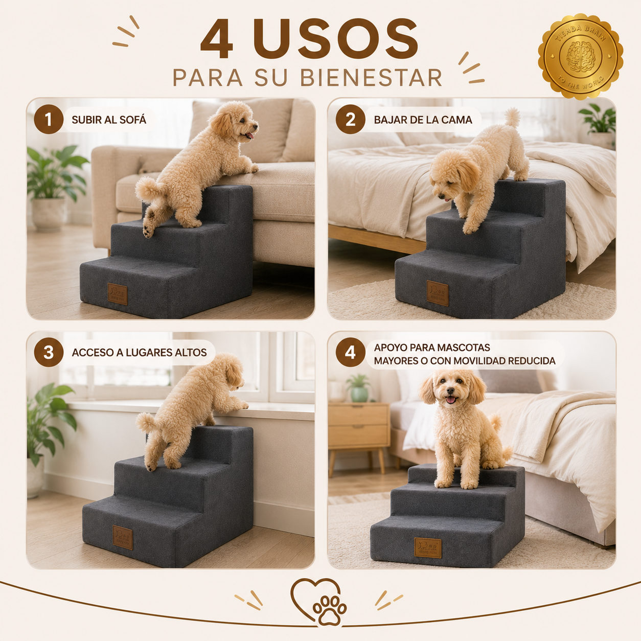 DoggyClimb™ 🐶⬆️Escaleras De 3 Pasos Para Mascotas Perro⭐⭐⭐⭐⭐